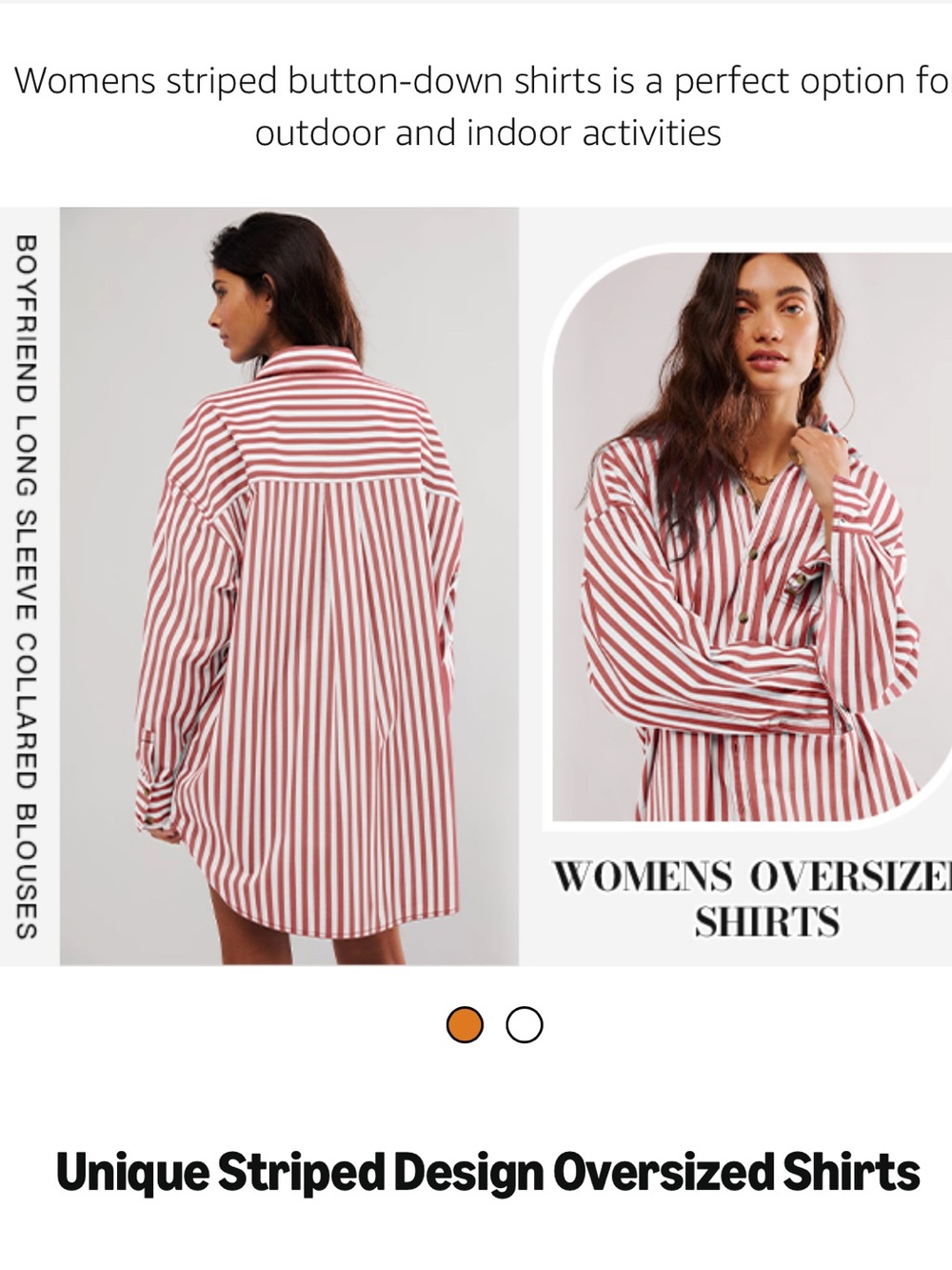 CICY BELL | Oversized Boyfriend Red & White Striped Button Down Shirt | Sz L NWT - Picture 4 of 10